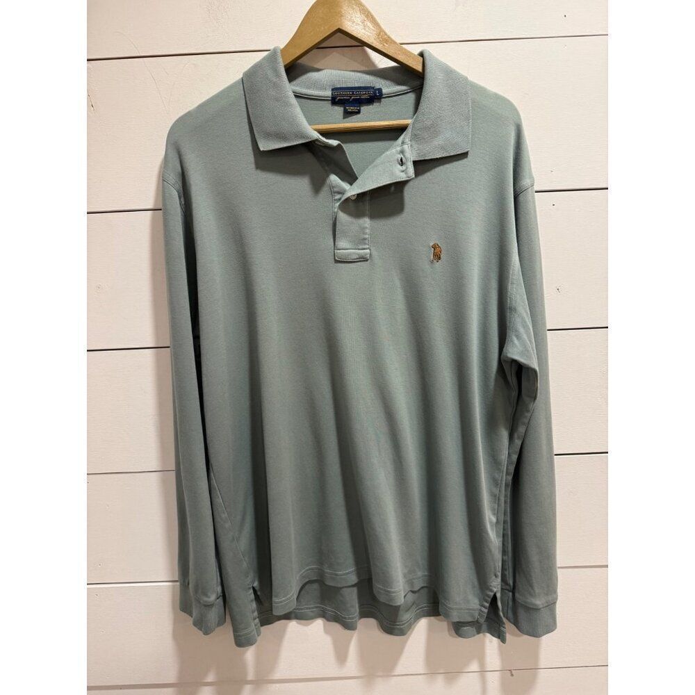 Southern Casanova 100% Peruvian Pima Cotton Polo Long Sleeve Sage Green Large